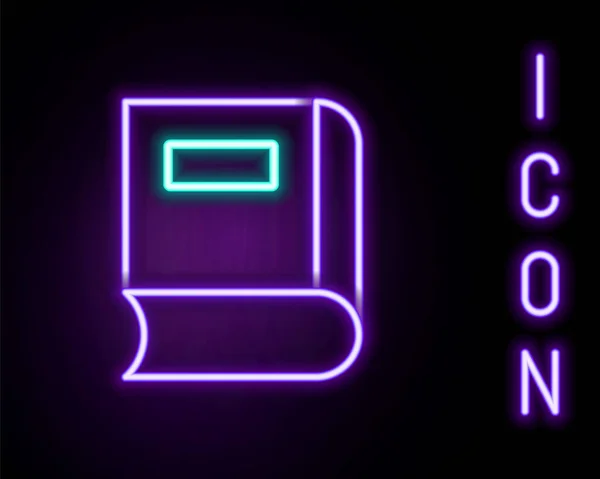 Gloeiende Neon Lijn Boek Icoon Geïsoleerd Zwarte Achtergrond Kleurrijk Concept — Stockvector