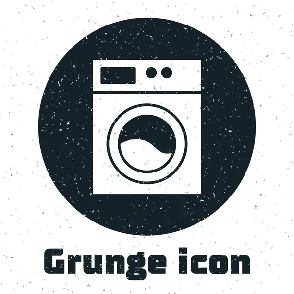 Grunge Washer 아이콘은 배경에서 분리되었습니다 세탁기 아이콘이야 세탁기 가전제품의 모노크롬 — 스톡 벡터