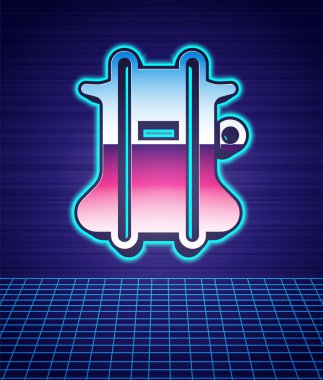 Retro biçimli Paraşüt simgesi, gelecekten izole edilmiş manzara arkaplanı. 80 'lerin moda partisi. Vektör.