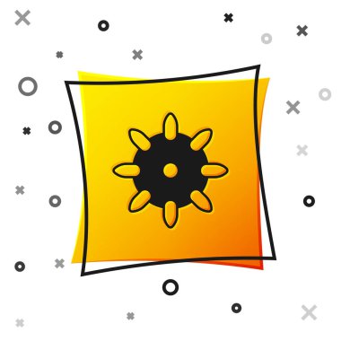 Beyaz arka planda izole edilmiş manikür ikonu için siyah tırnak seti. Tırnak eklentisi için vernik renk paleti. Yapay tırnaklar. Sarı kare düğme. Vektör.