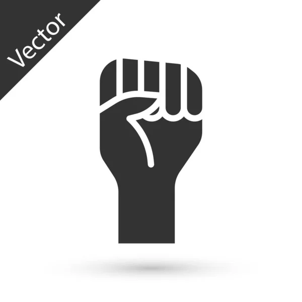 Grey Raised Hand Clenched Fist Icon Isolated White Background Protester — Stock Vector