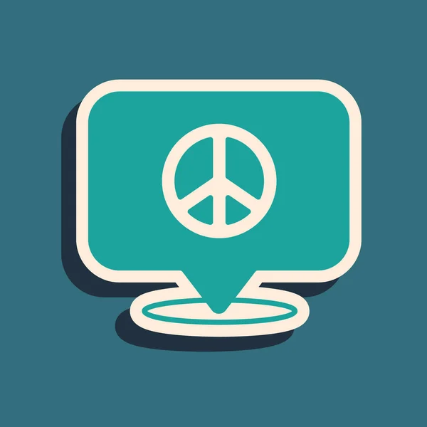 Posizione Verde Icona Della Pace Isolato Sfondo Verde Simbolo Hippie — Vettoriale Stock