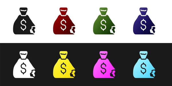 Ορισμός Εικονιδίου Σακούλας Χρημάτων Που Απομονώνεται Ασπρόμαυρο Φόντο Δολάριο Σύμβολο — Διανυσματικό Αρχείο