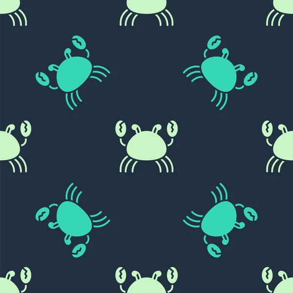 Groen Beige Crab Icoon Geïsoleerd Naadloos Patroon Blauwe Achtergrond Vector — Stockvector