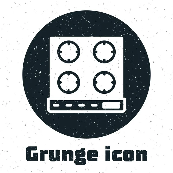 Grunge Gas Spis Ikon Isolerad Vit Bakgrund Spishällskylt Spishäll Med — Stock vektor
