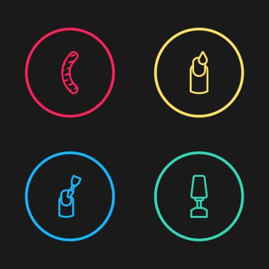 Manikür, manikür ve çivi dosya simgesi için çizgi değirmen kesiciyi ayarla. Vektör.