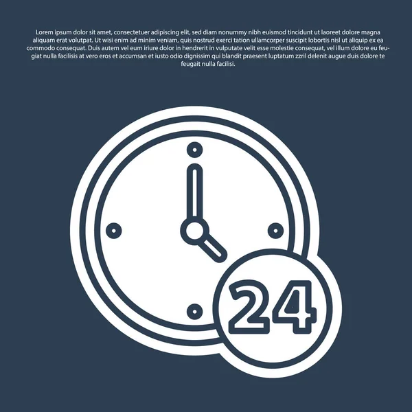 Línea Azul Reloj Horas Icono Aislado Sobre Fondo Azul Todo — Archivo Imágenes Vectoriales