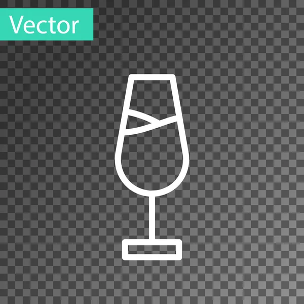 Witte Lijn Wijn Glas Pictogram Geïsoleerd Transparante Achtergrond Wijn Bordje — Stockvector