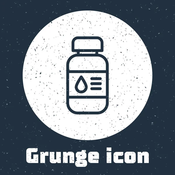 Grunge Line Printer Ink Bottle Icon Isolated Grey Background Monochrome — Stock Vector