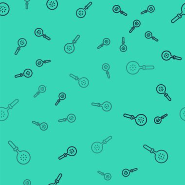 Siyah çizgi Spatula simgesi yeşil arkaplanda izole edilmiş kusursuz desen. Mutfak spatula ikonu. Barbekü spatula işareti. Barbekü ve ızgara aleti. Vektör.