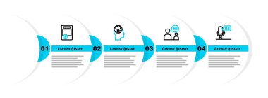 Mikrofon ses aygıtını ayarla. Oturan iki adam yabancı dil öğreniyor. Sınav kağıdında da A artı not simgesi var. Vektör.