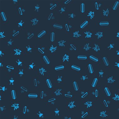 Hotdog sandviçi, çapraz çatal spatulası ve ızgarayı kusursuz bir şekilde hazırlayın. Vektör.