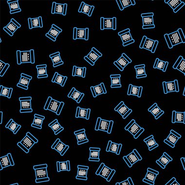 Line Declaration of independence icon isolated seamless pattern on black background. Vector.