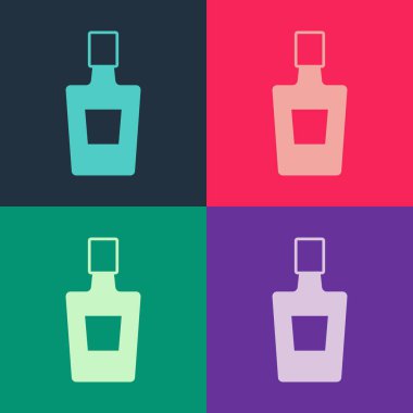 Pop Art Tekila şişesi ikonu renk arkaplanında izole edilmiş. Meksika alkolü. Vektör.