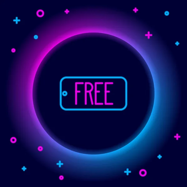 Λαμπερό Neon Line Price Tag Επιγραφή Free Icon Που Απομονώνεται — Διανυσματικό Αρχείο