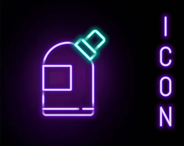 发亮的霓虹灯线塑料瓶 用于洗衣粉 漂白剂 洗涤剂或其他用黑色背景隔离的清洁剂图标 五彩缤纷的概念 — 图库矢量图片