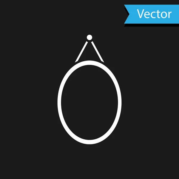 Icône Miroir Blanc Isolé Sur Fond Noir Vecteur — Image vectorielle
