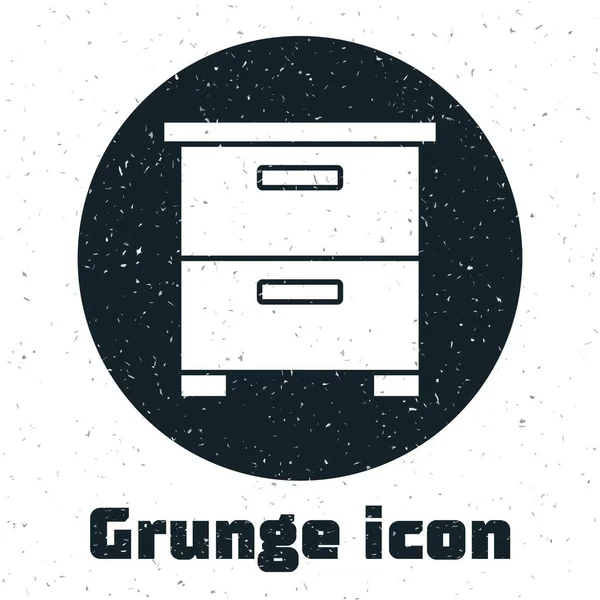 Grunge Meubles Icône Table Chevet Isolé Sur Fond Blanc Dessin — Image vectorielle