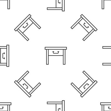 Grey line Furniture nightstand icon isolated seamless pattern on white background. Vector.