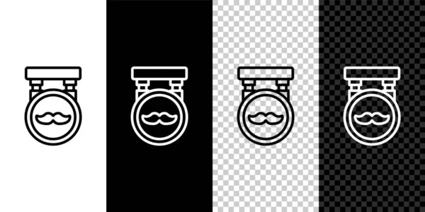 Встановити Лінію Піктограми Барбершопу Ізольовано Чорно Білому Тлі Перукарський Логотип — стоковий вектор