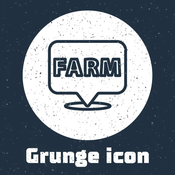 Grunge Linie Lage Bauernhof Symbol Isoliert Auf Grauem Hintergrund Monochrome — Stockvektor