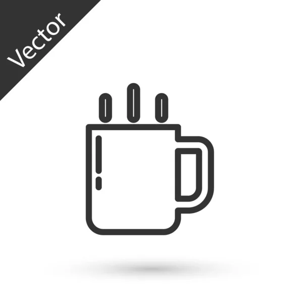 灰线咖啡杯图标孤立在白色背景 茶杯热饮咖啡 — 图库矢量图片