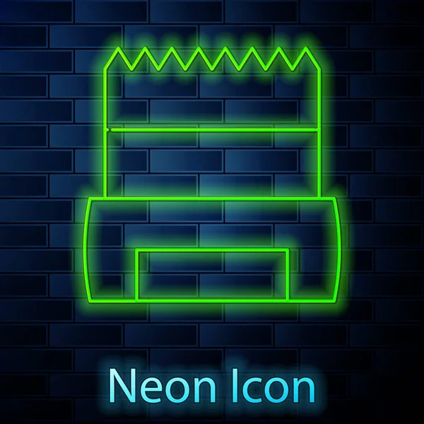 Glowing Neon Line Hygienic Dog Bag Poop Icon Isolated Brick — ストックベクタ