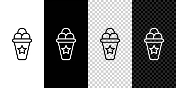 ラインを設定黒と白の透明な背景に隔離されたワッフルコーンアイコンにアイスクリーム 甘いシンボルだ ベクトル — ストックベクタ
