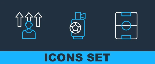 Set Line Football Field Soccer Player Air Horn Icon Vector — Stock Vector