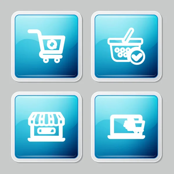 Set Line Refresh Shopping Cart Shopping Basket Check Mark Online — Stock Vector