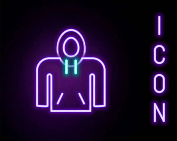 Glowing Neon Line Hoodie Icon Isolated Black Background Hooded Sweatshirt — Stock Vector