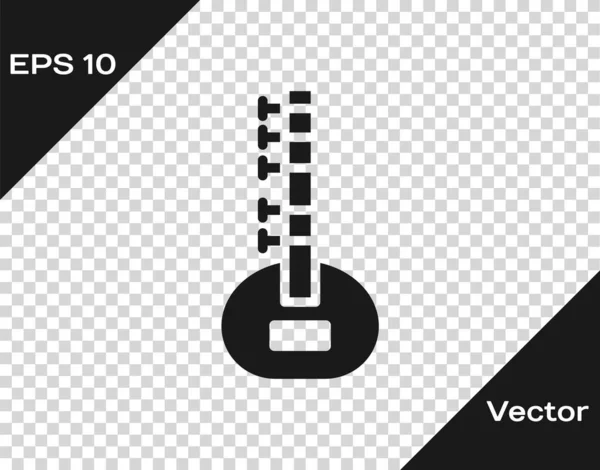 Ikona Klasického Hudebního Nástroje Black Sitar Izolovaná Průhledném Pozadí Vektor — Stockový vektor
