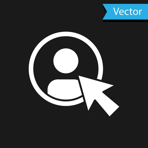 White Create Account Screen Icon Isoliert Auf Schwarzem Hintergrund Vektor — Stockvektor
