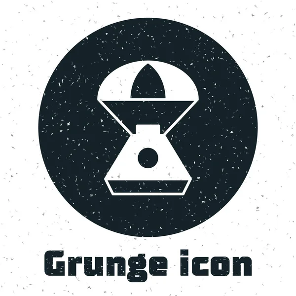 Cápsula Grunge Space Ícone Isolado Fundo Branco Desenho Vintage Monocromático — Vetor de Stock