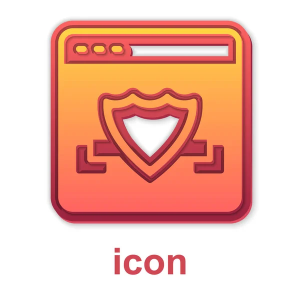 Gold Browser Mit Schildsymbol Isoliert Auf Weißem Hintergrund Sicherheit Sicherheit — Stockvektor