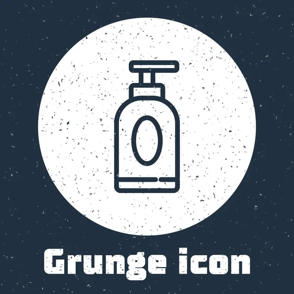 Grunge Line Cream Lotion Cosmetic Tube Icon Isolated Grey Background — Stock Vector
