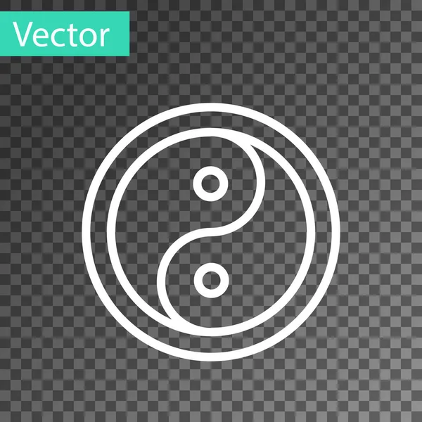 White Line Yin Yang Symbol Harmony Balance Icon Isolated Transparent — Stock Vector