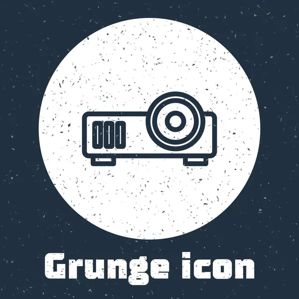 Grunge Line Apresentação Filme Filme Ícone Projetor Mídia Isolado Fundo — Vetor de Stock