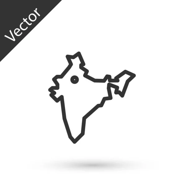 Gris Línea India Mapa Icono Aislado Sobre Fondo Blanco Vector — Vector de stock