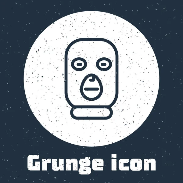 Línea Grunge Icono Máscara Ladrón Aislado Sobre Fondo Gris Máscara — Archivo Imágenes Vectoriales