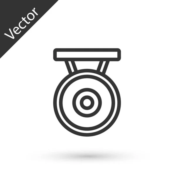 Grey Line Gong Musical Percussion Instrument Circular Metal Disc Icon — Stock Vector