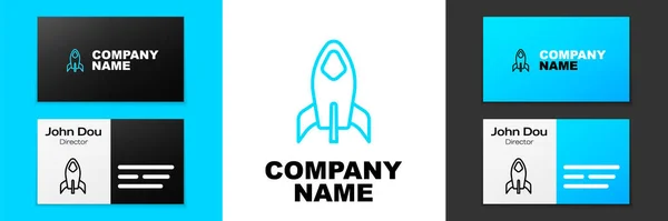 Blaue Linie Raketenschiff Symbol Isoliert Auf Weißem Hintergrund Raumfahrt Logo — Stockvektor
