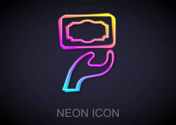 Žhnoucí Neonová Čára Darování Charitativní Ikona Izolované Černém Pozadí Darovat — Stockový vektor