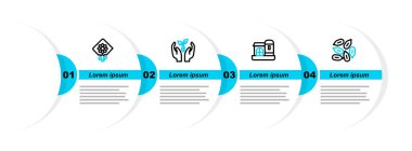 Tohum, çiftlik evi, elinde bitki tohumu ve bitki ikonu dolu tohum paketleri. Vektör