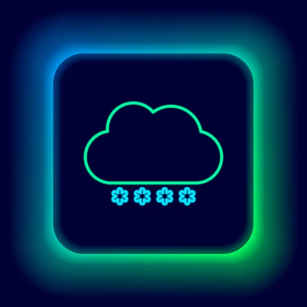 stock vector Glowing neon line Cloud with snow icon isolated on black background. Cloud with snowflakes. Single weather icon. Snowing sign. Colorful outline concept. Vector