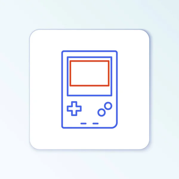 Linje Portable Videospel Konsol Ikon Isolerad Vit Bakgrund Gamepadskylt Spelkoncept — Stock vektor