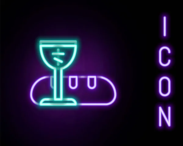 Gloeiende Neon Lijn Eerste Communie Symbolen Voor Een Leuk Uitnodigingspictogram — Stockvector