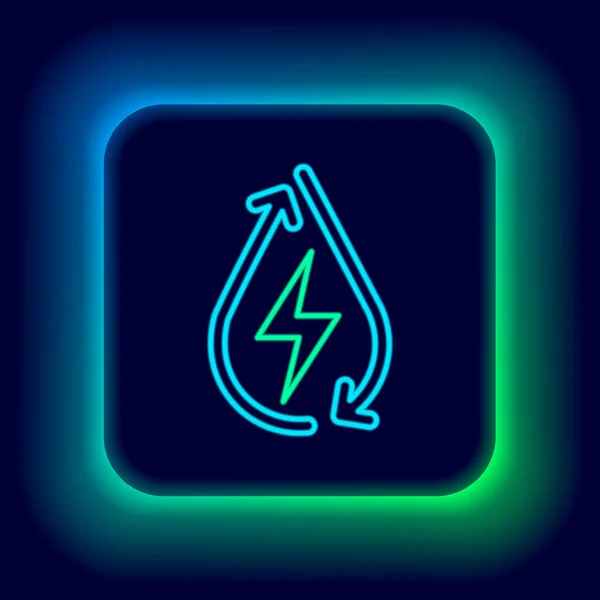 Linea Neon Incandescente Icona Dell Energia Dell Acqua Isolata Sfondo — Vettoriale Stock
