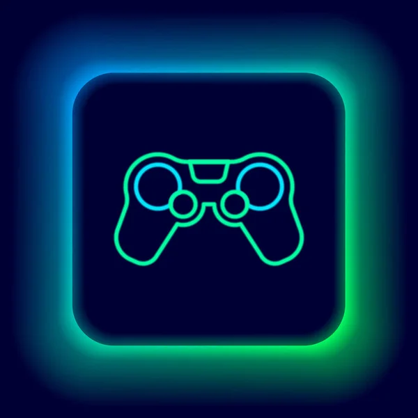 Linha Néon Brilhante Ícone Gamepad Isolado Fundo Preto Controlador Jogo — Vetor de Stock