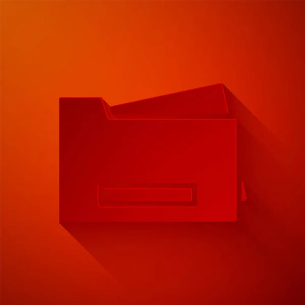 Ikona Cięcia Papieru Ikona Drukarki Odizolowana Czerwonym Tle Papier Stylu — Wektor stockowy